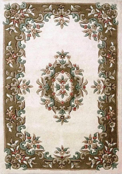 White & Brown Hand Tufted New Zealand Wool Abuson Rug