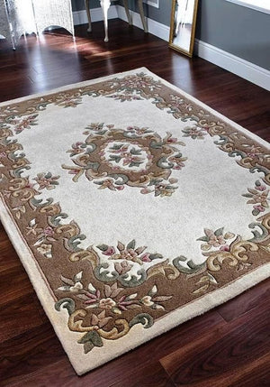 White & Brown Hand Tufted New Zealand Wool Abuson Rug