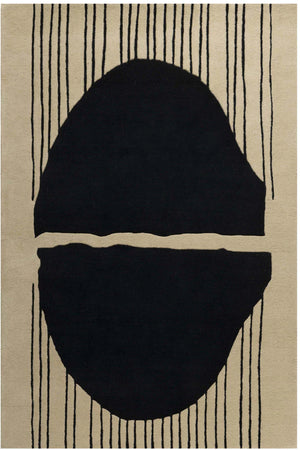 Cream & Black Hand Tufted Bamboo Silk Carpet