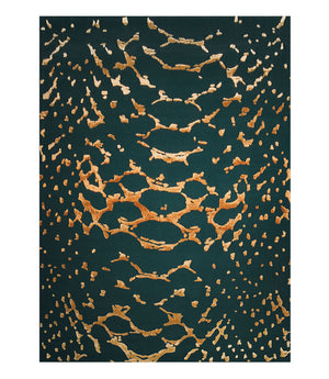 Ruche d’abeilles Dark Green & Dark Beige New Zealand Wool Hand Tufted Carpet &  Rug