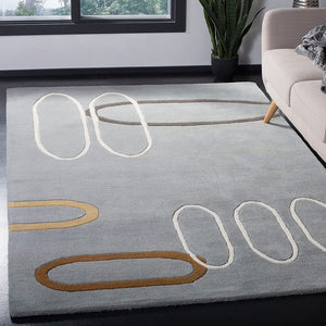 Spiral Grey Modern Hand Tufted Carpet & Rug