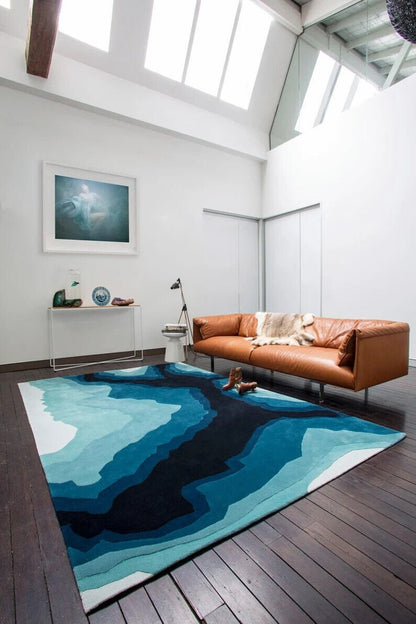 Modern Shade Of Blue Hand Tufted Carpet & Rug