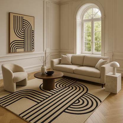 Curved Continuum Hand Tufted New Zealand Wool Carpet & Rug