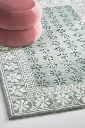 Sirocco Green Hand Tufted Wool Carpet & Rug