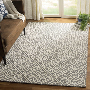 Grey White Modern Hand Tufted Wool Carpet & Rug