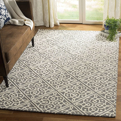 Grey White Modern Hand Tufted Wool Carpet & Rug