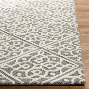 Grey White Modern Hand Tufted Wool Carpet & Rug