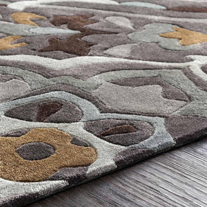 Camille Dark Grey Hand Tufted Floral Carpet & Rug