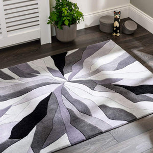 Embosed Carved Grey Hand Tufted Carpet & Rug