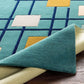 Geobox Teal Green Hand Tufted Carpet  Rug