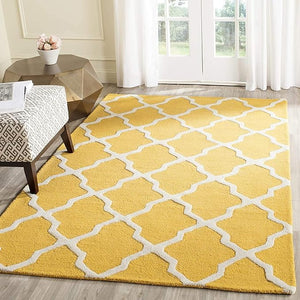 Zinia Yellow White Hand Tufted Carpet & Rug