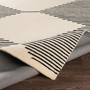 Diamond Line Beige Black Hand Tufted Carpet & Rug