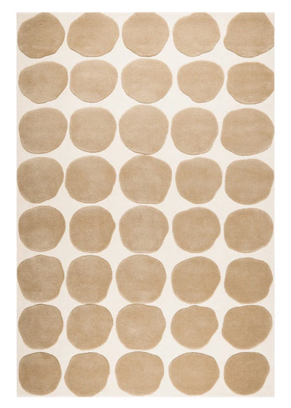 Edisn Beige Dot Hand Tufted New Zealand Wool Carpet & Rug
