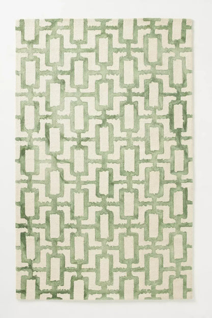 Cheroon  Green Hand Tufted New Zealand Carpet & Rug