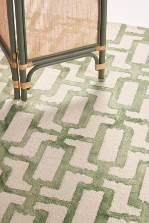Cheroon  Green Hand Tufted New Zealand Carpet & Rug