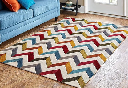 Zigzag  Hand Tufted New Zealand Wool Carpet & Rug