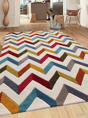 Zigzag  Hand Tufted New Zealand Wool Carpet & Rug