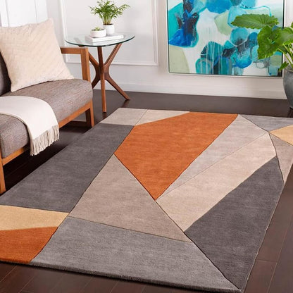 Oreca Geometric Hand Tufted New Zealand Wool Rug