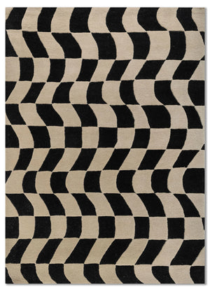 Adrift Cream & Black Hand Tufted New Zealand Wool Rug