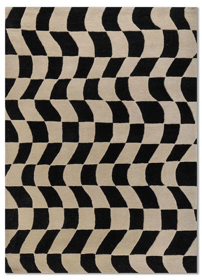 Adrift Cream & Black Hand Tufted New Zealand Wool Rug