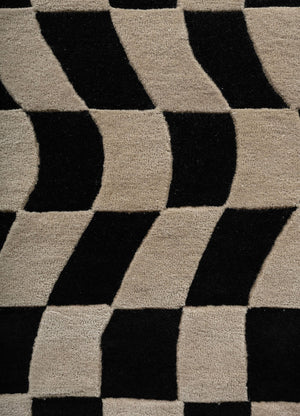 Adrift Cream & Black Hand Tufted New Zealand Wool Rug