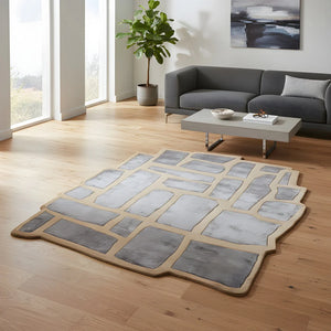 Solid Irregular Hand Tufted New Zealand Wool Rug