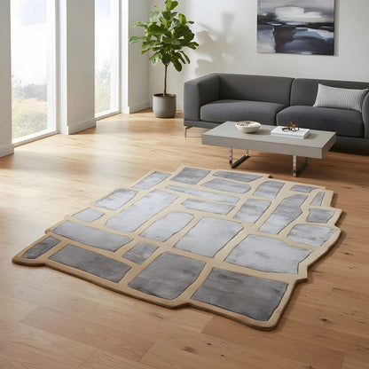 Solid Irregular Hand Tufted New Zealand Wool Rug