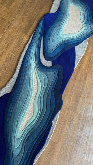Irregular Shape Blue Abstract  Carpet