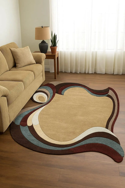cira brown irregular hand tufted carpet and rug