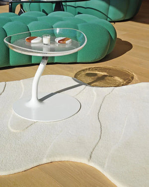 White high low irregular hand tufted carpet & rug