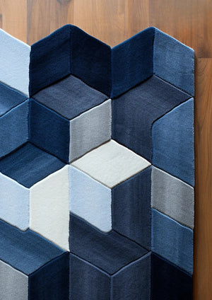 Reena blue irregular hand tufted carpet & rug