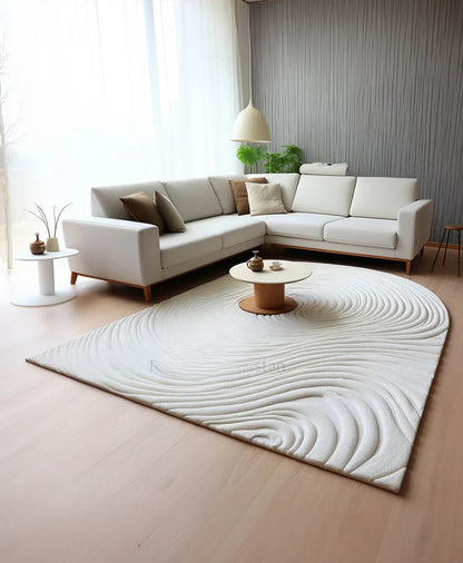 Ivory irregular hand tufted carpet & rug