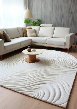 Ivory irregular hand tufted carpet & rug