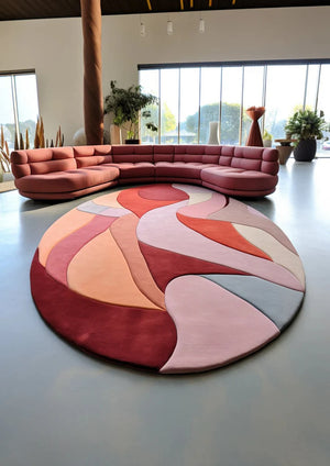 Semi multicolor irregular hand tufted carpet & rug