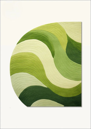 Green  irregular hand tufted carpet & rug