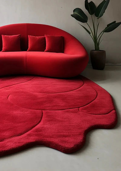 Vyra red irregular hand tufted carpet & rug