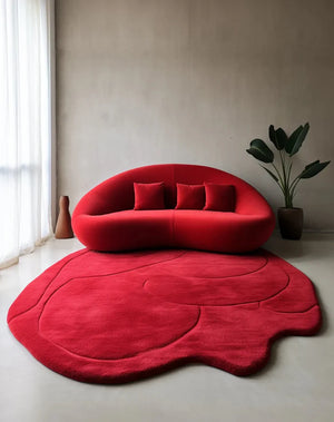 Vyra red irregular hand tufted carpet & rug
