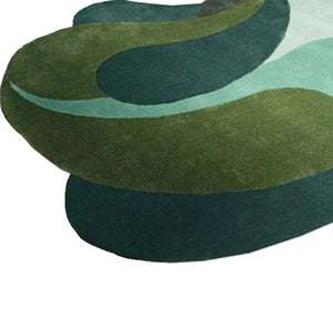 Green & Blue Curvey  Irregular Hand Tufted  Carpet  & Rug