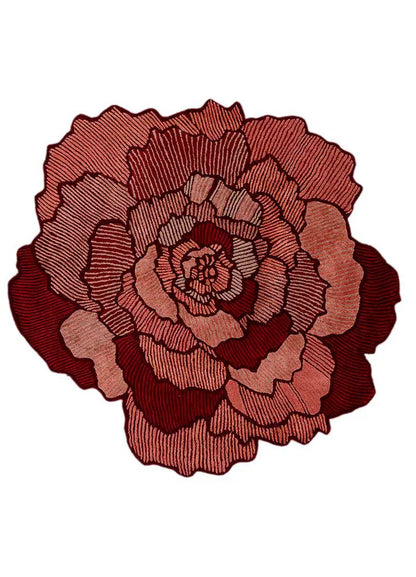 Red Floral Irregular Hand Tufted Carpet & Rug