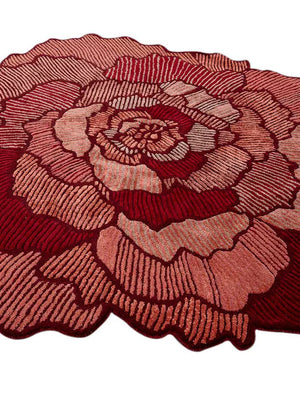 Red Floral Irregular Hand Tufted Carpet & Rug