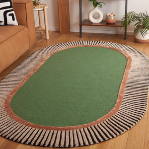 Abstract Oval Shape Border Pattern Rug
