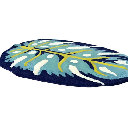 Blue Leafy Shape Irregular Hand Tufted Carpet & Rug