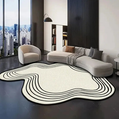 Ivory Topographic Line Irregular Rug