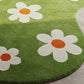 Green Floral Designer Irregular Rug