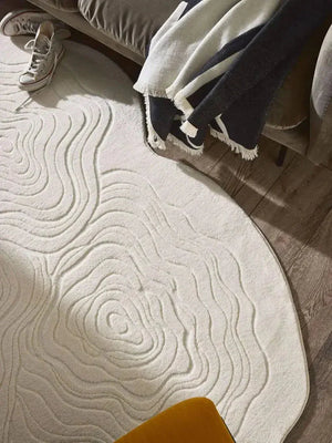 White Ripple Designer Irregular Rug