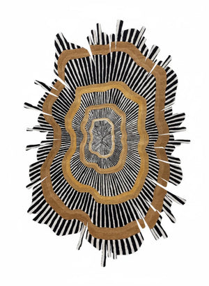 Black Layered Radial Rug