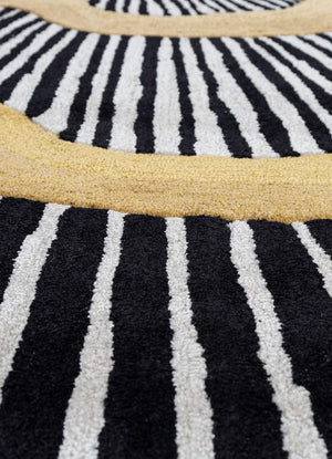 Black Layered Radial Rug