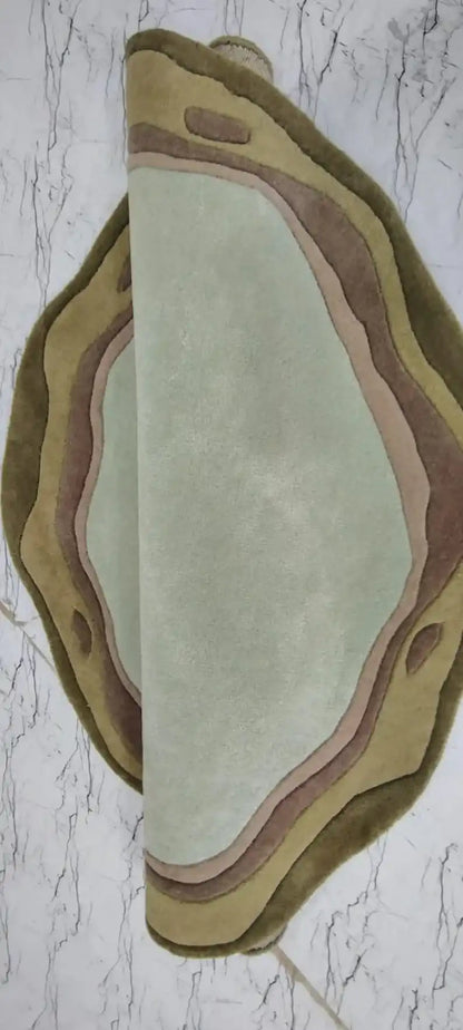 Tony Saga Green Irregular Hand Tufted Carpet & Rug