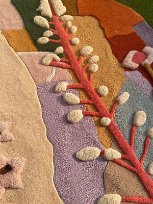 Multicolor Botanical Abstract Designer Rug