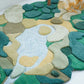 Green Abstract Landscape Sculpted Rug